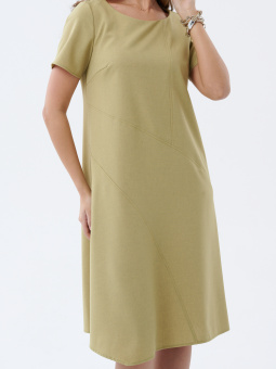 Платье с ассиметричной линией низа оливковое 
